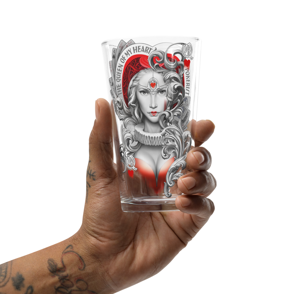 Queen Hearts - Shaker pint glass